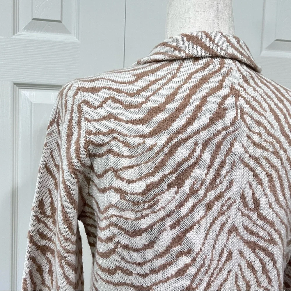 Maeve Anthropologie Zebra Print Wool Blend Sasha Cardigan Sweater Jacket Size S - Picture 5 of 11